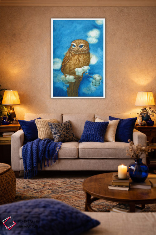 تابلو دکوراتیو جغد با پنبه اثر کارینا دانیلچوک - D3W