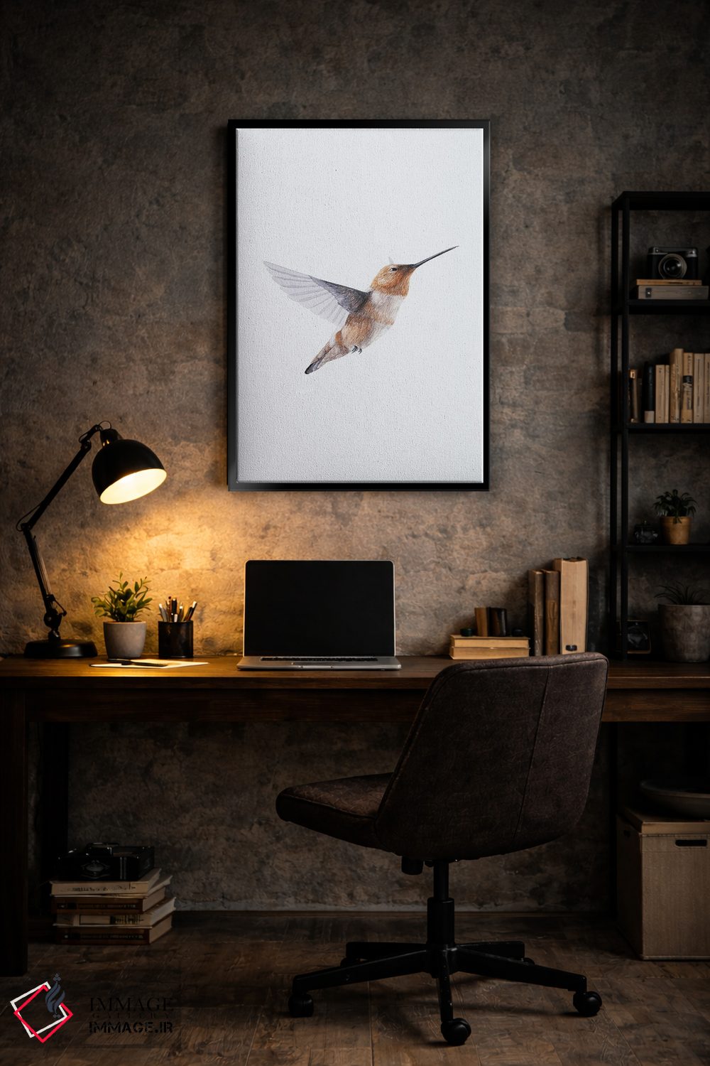 تابلو مینیمال مرغ مگس خوار قهوه ای اثر کارینا دانیلچوک - D6B