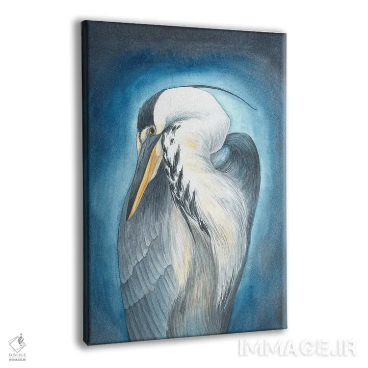 تابلو دکوراتیو حواصیل در آبی اثر کارینا دانیلچوک - نمای پرسپکتیو محصول