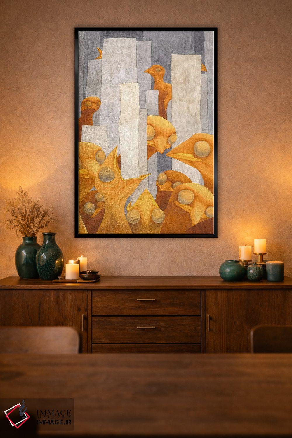 تابلو دکوراتیو جوجه ها شهر را می خورند اثر کارینا دانیلچوک - D2B