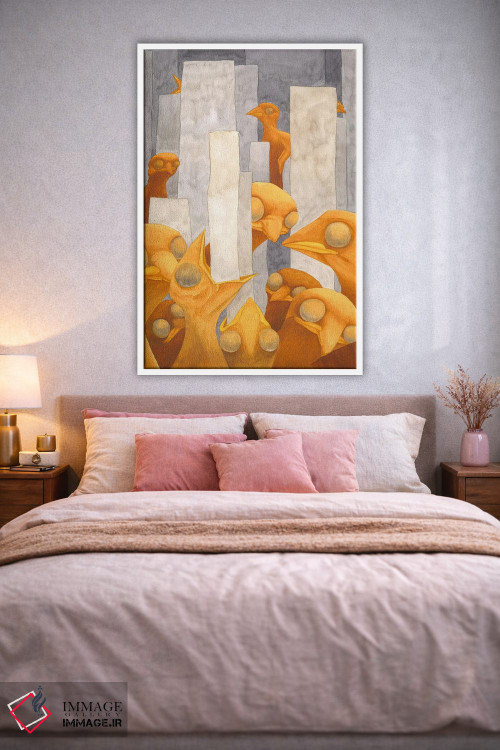 تابلو دکوراتیو جوجه ها شهر را می خورند اثر کارینا دانیلچوک - D1W