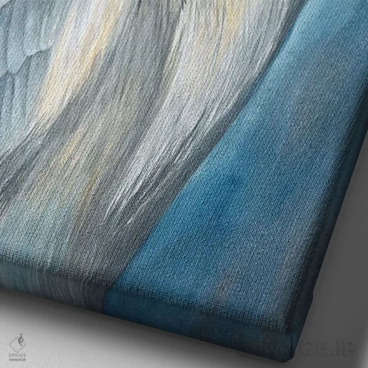 تابلو دکوراتیو حواصیل در آبی اثر کارینا دانیلچوک - نمای نزدیک بافت بوم