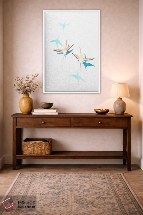 تابلو دکوراتیو فلامینگوهای در حال پرواز اثر کارینا دانیلچوک - D2W