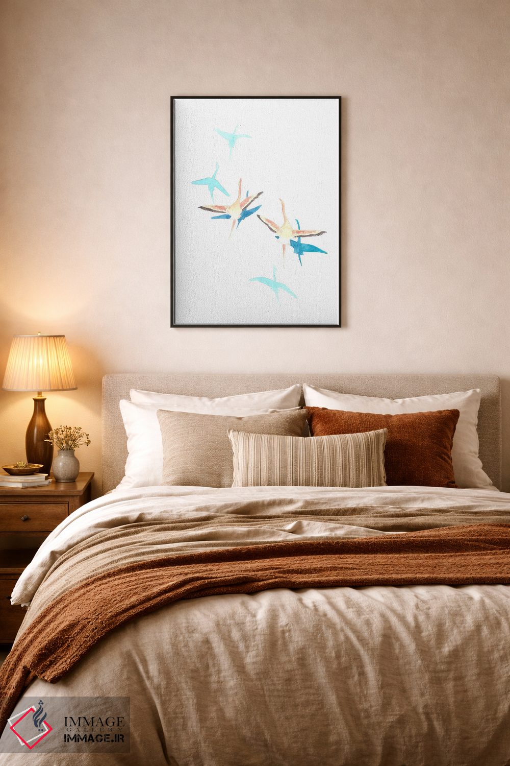 تابلو دکوراتیو فلامینگوهای در حال پرواز اثر کارینا دانیلچوک - D6B