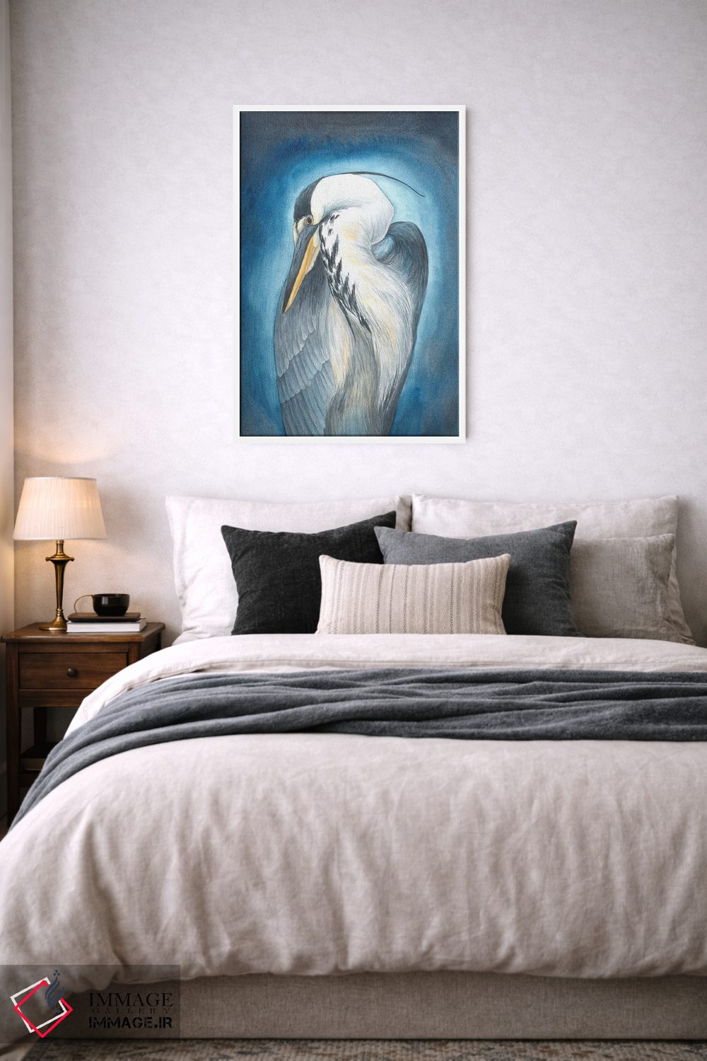 تابلو دکوراتیو حواصیل در آبی اثر کارینا دانیلچوک - D4W