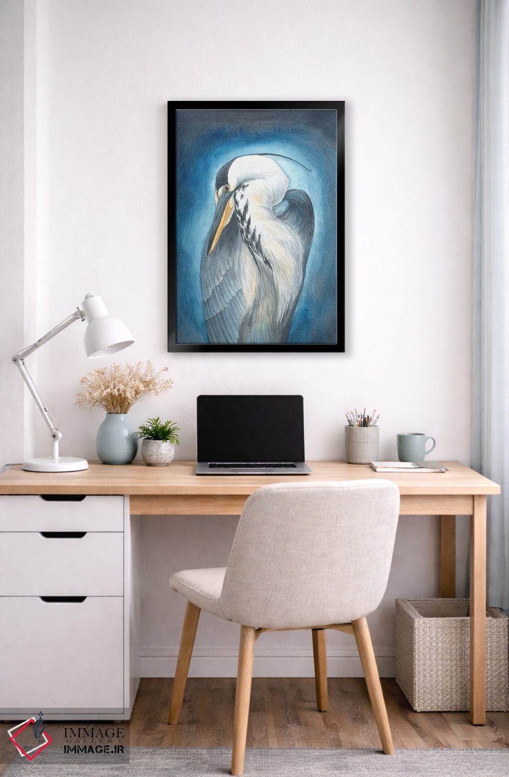 تابلو دکوراتیو حواصیل در آبی اثر کارینا دانیلچوک - D5B