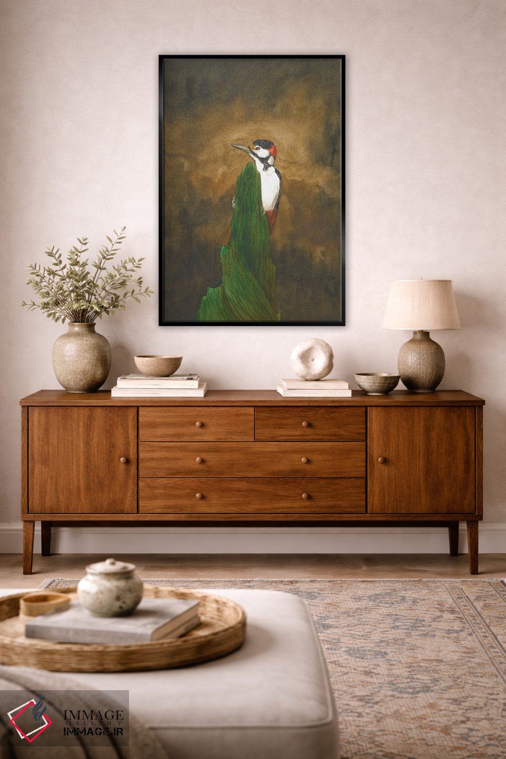 تابلو دکوراتیو دارکوب در جنگل اثر کارینا دانیلچوک - D3B