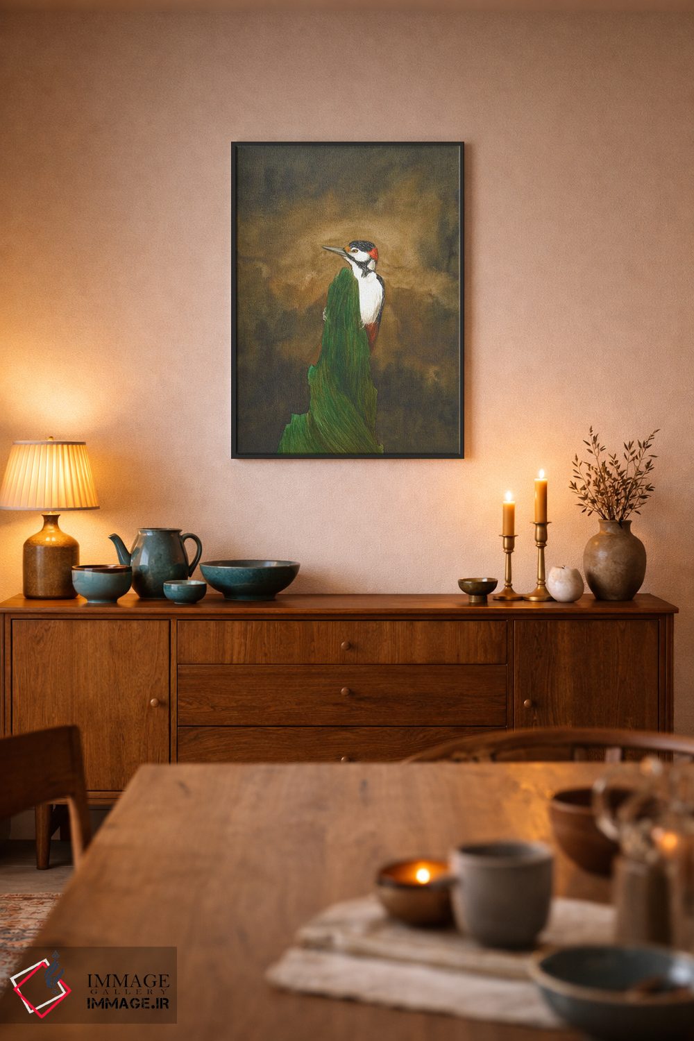 تابلو دکوراتیو دارکوب در جنگل اثر کارینا دانیلچوک - D6B