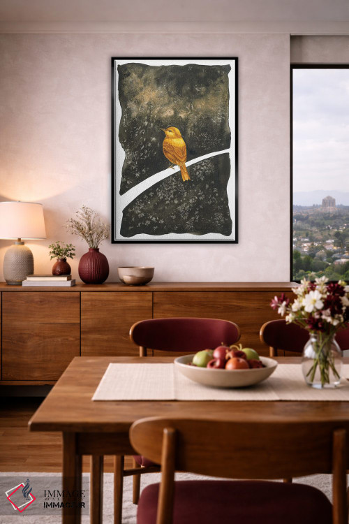 تابلو دکوراتیو خواب دیدن پرنده طلایی اثر کارینا دانیلچوک - D6B