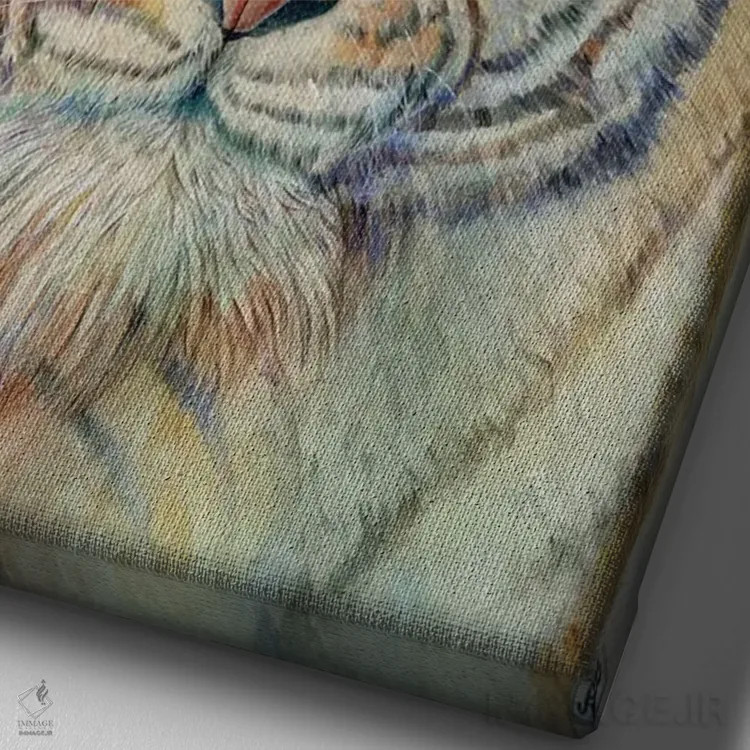 تابلو دکوراتیو ببر نقاب دار اثر براندون کیهنر - نمای نزدیک بافت بوم