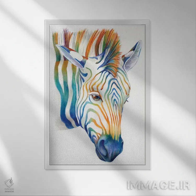 تابلو دکوراتیو گورخر اثر براندون کیهنر - نمای قابدار سفید