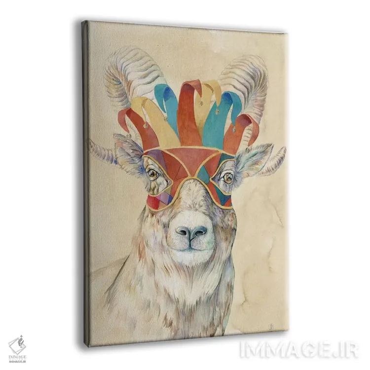 تابلو دکوراتیو قوچ بزرگ نقاب دار اثر براندون کیهنر - نمای پرسپکتیو محصول