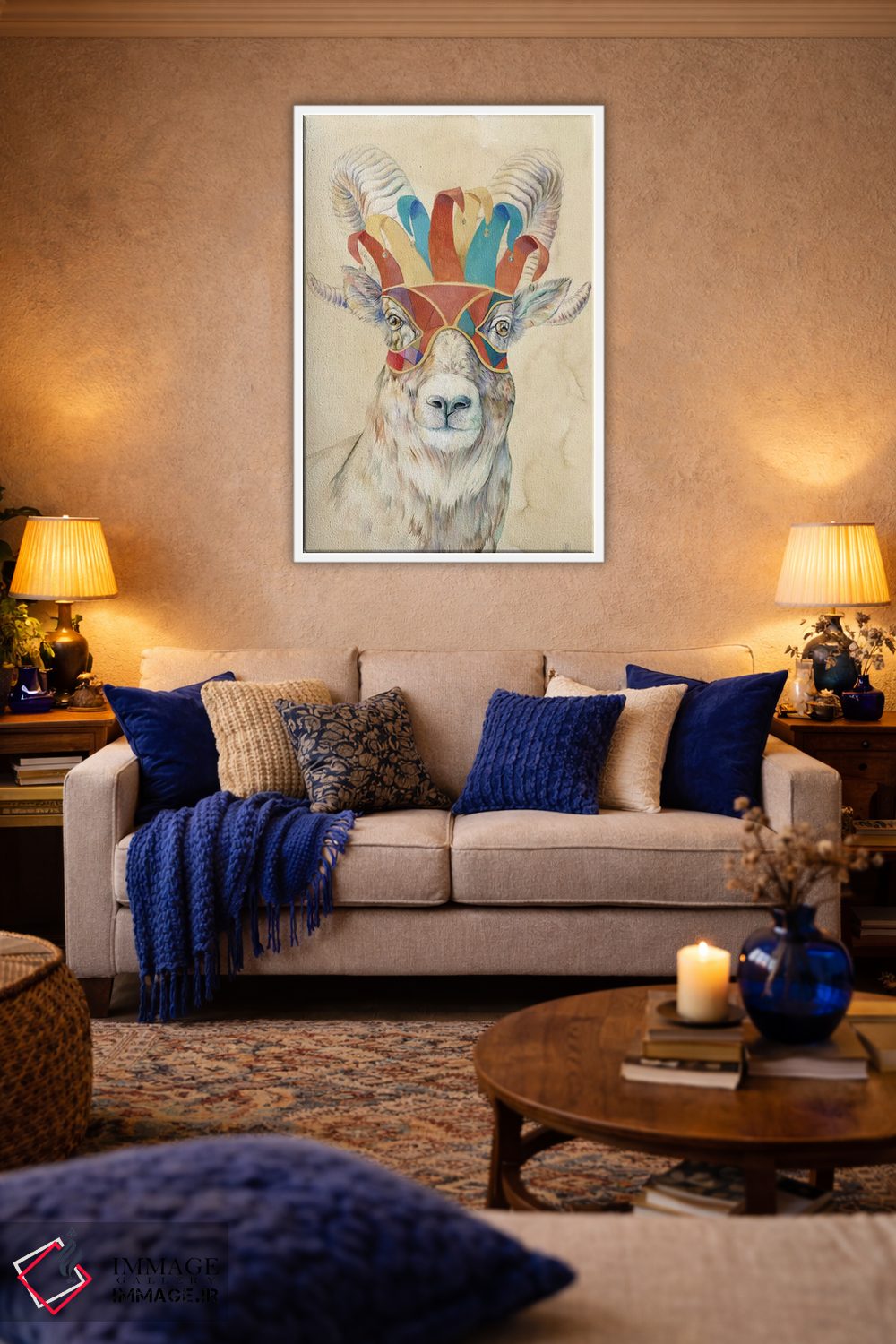 تابلو دکوراتیو قوچ بزرگ نقاب دار اثر براندون کیهنر - D3W