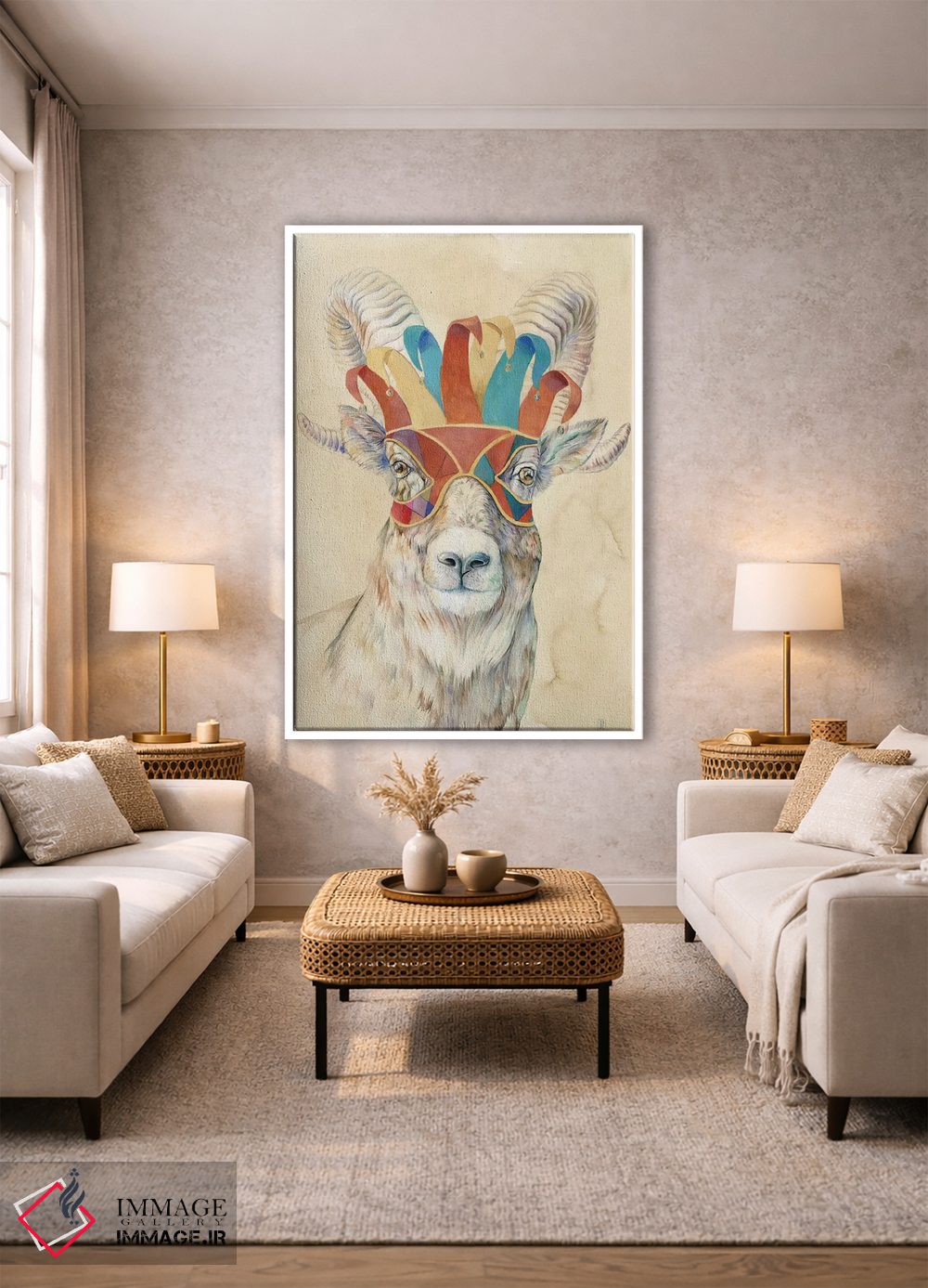 تابلو دکوراتیو قوچ بزرگ نقاب دار اثر براندون کیهنر - D1W