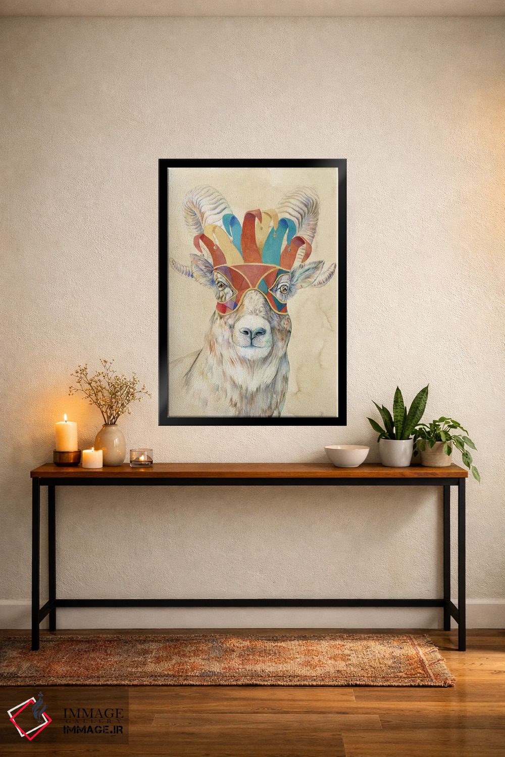 تابلو دکوراتیو قوچ بزرگ نقاب دار اثر براندون کیهنر - D5B