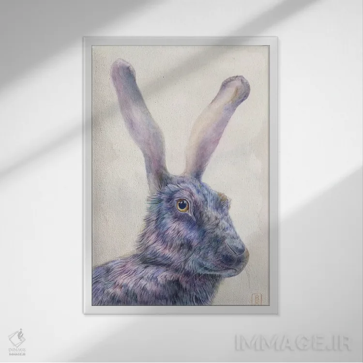 تابلو دکوراتیو خرگوش سیاه اثر براندون کیهنر - نمای قابدار سفید