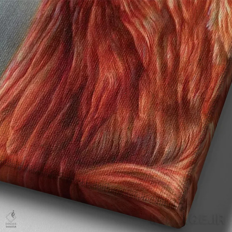 تابلو دکوراتیو مرغ قرمز اثر براندون کیهنر - نمای نزدیک بافت بوم