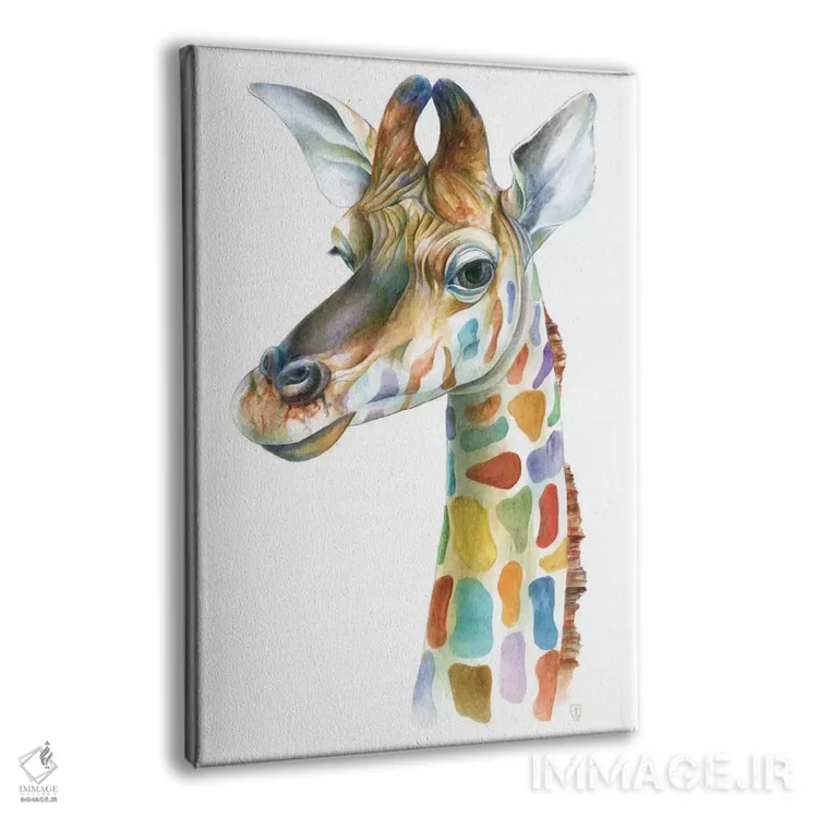 تابلو دکوراتیو زرافه رنگارنگ اثر براندون کیهنر - نمای پرسپکتیو محصول