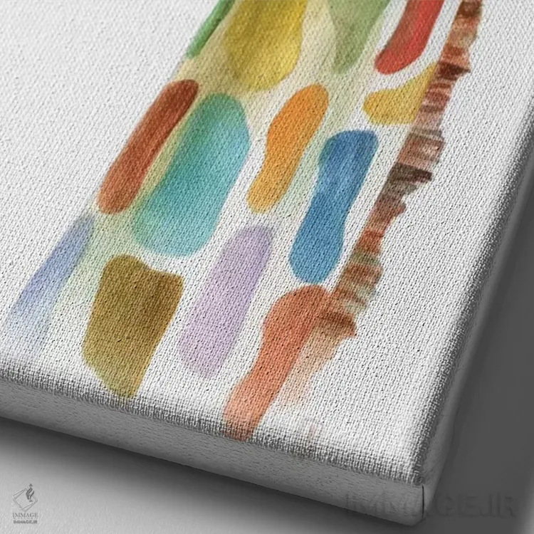 تابلو دکوراتیو زرافه رنگارنگ اثر براندون کیهنر - نمای نزدیک بافت بوم