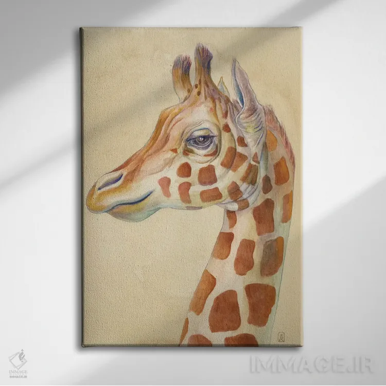 تابلو دکوراتیو نمای جانبی زرافه اثر براندون کیهنر - نمای روبهرو روی دیوار