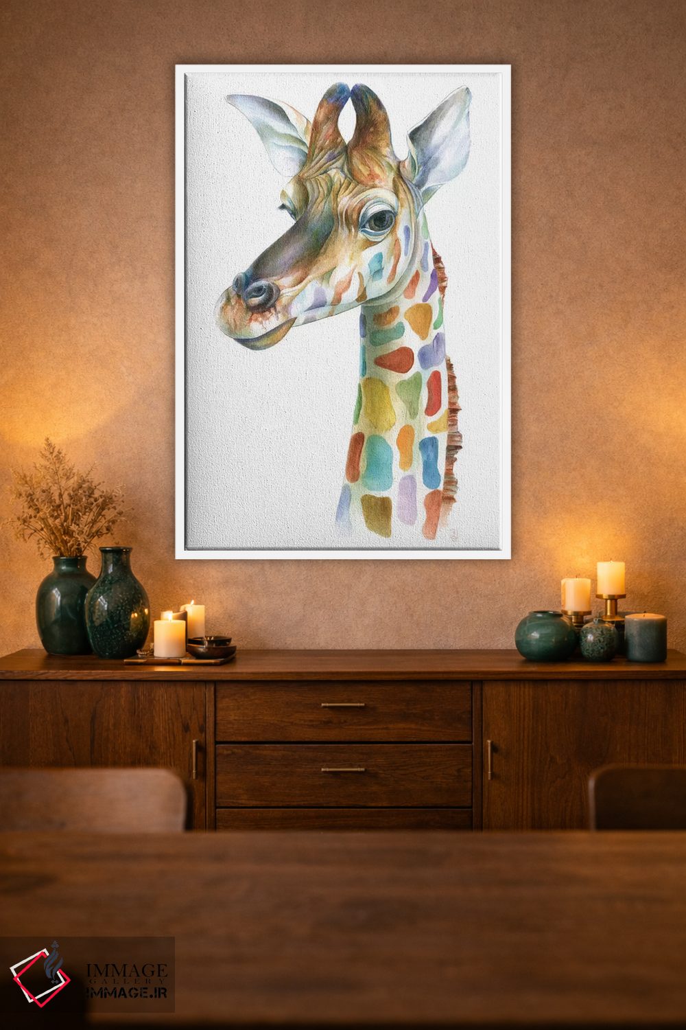 تابلو دکوراتیو زرافه رنگارنگ اثر براندون کیهنر - D1W