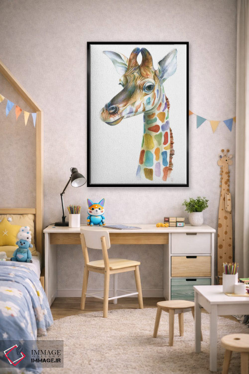 تابلو دکوراتیو زرافه رنگارنگ اثر براندون کیهنر - D3B