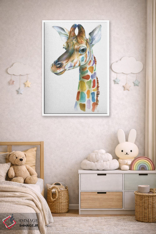 تابلو دکوراتیو زرافه رنگارنگ اثر براندون کیهنر - D4W
