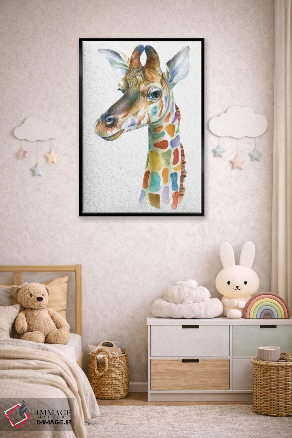تابلو دکوراتیو زرافه رنگارنگ اثر براندون کیهنر - D6B