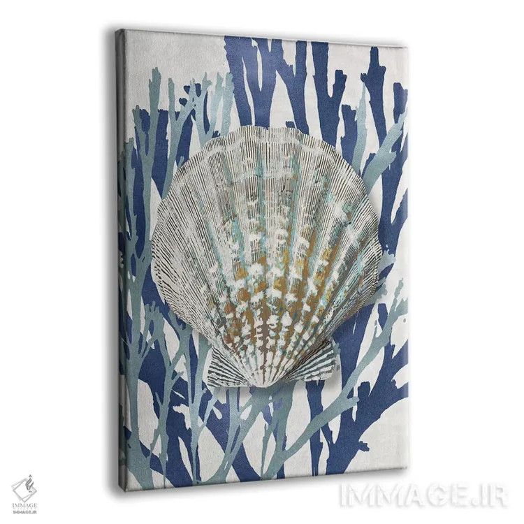 تابلو دکوراتیو مرجان صدفی آبی دریایی IV اثر کارولین کلی - نمای پرسپکتیو محصول