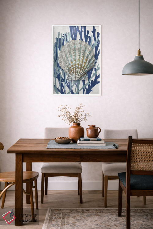 تابلو دکوراتیو مرجان صدفی آبی دریایی IV اثر کارولین کلی - D4W