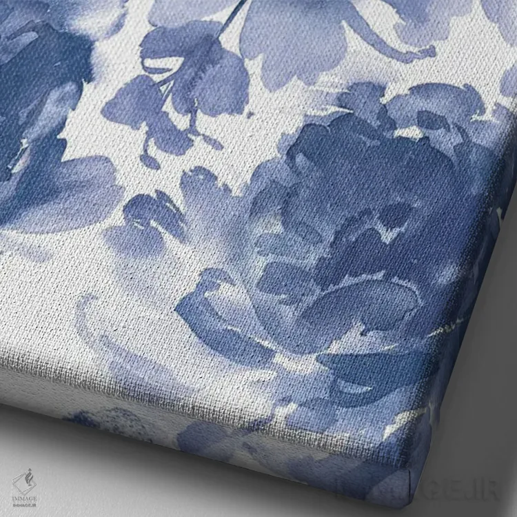 تابلو مدرن بهار نیلی I اثر کلسی موریس - نمای نزدیک بافت بوم