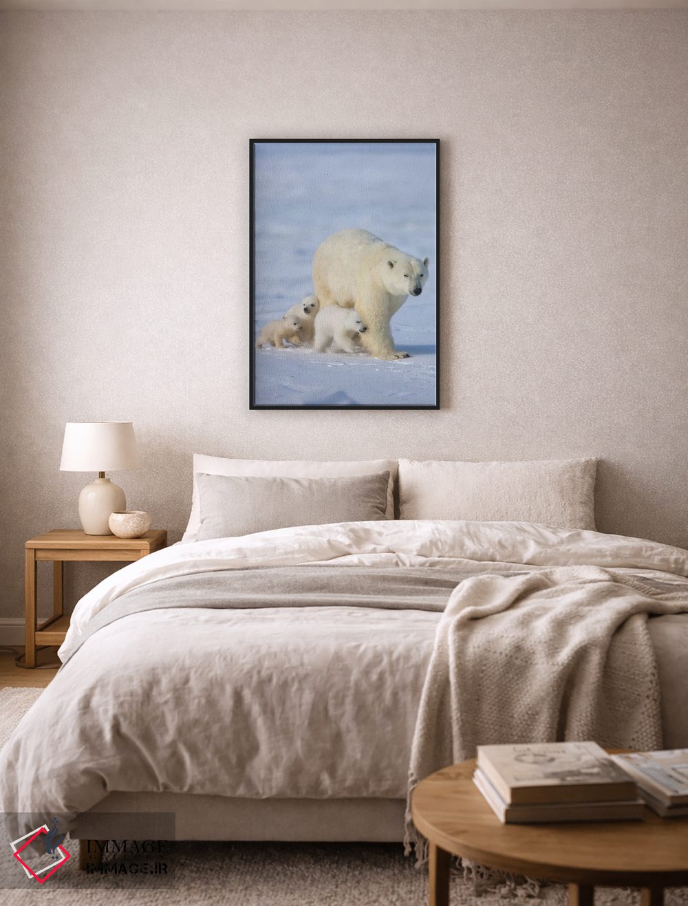 تابلو دکوراتیو خرس قطبی ماده با سه توله در توندرا، پارک ملی واپاسک، منیتوبا، کا… اثر کرن سو - D6B