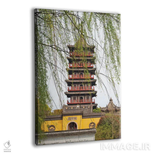 تابلو دکوراتیو معبد پاگودای هاوگو در دریاچه جنوبی، جیاشینگ، استان ژجیانگ، چین اثر کرن سو - نمای پرسپکتیو محصول