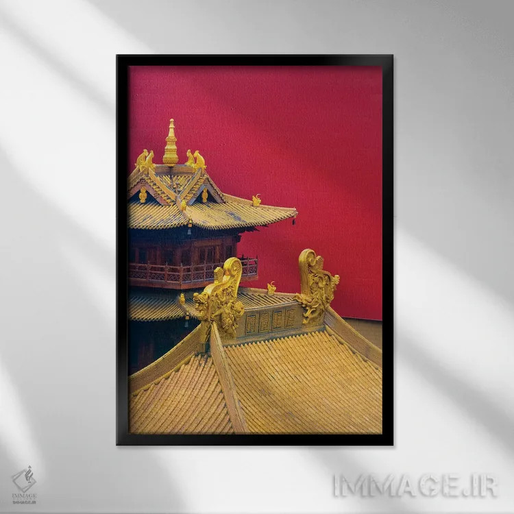 تابلو دکوراتیو جزئیات معماری معبد جینگان، شانگهای، چین اثر کرن سو - نمای قابدار مشکی