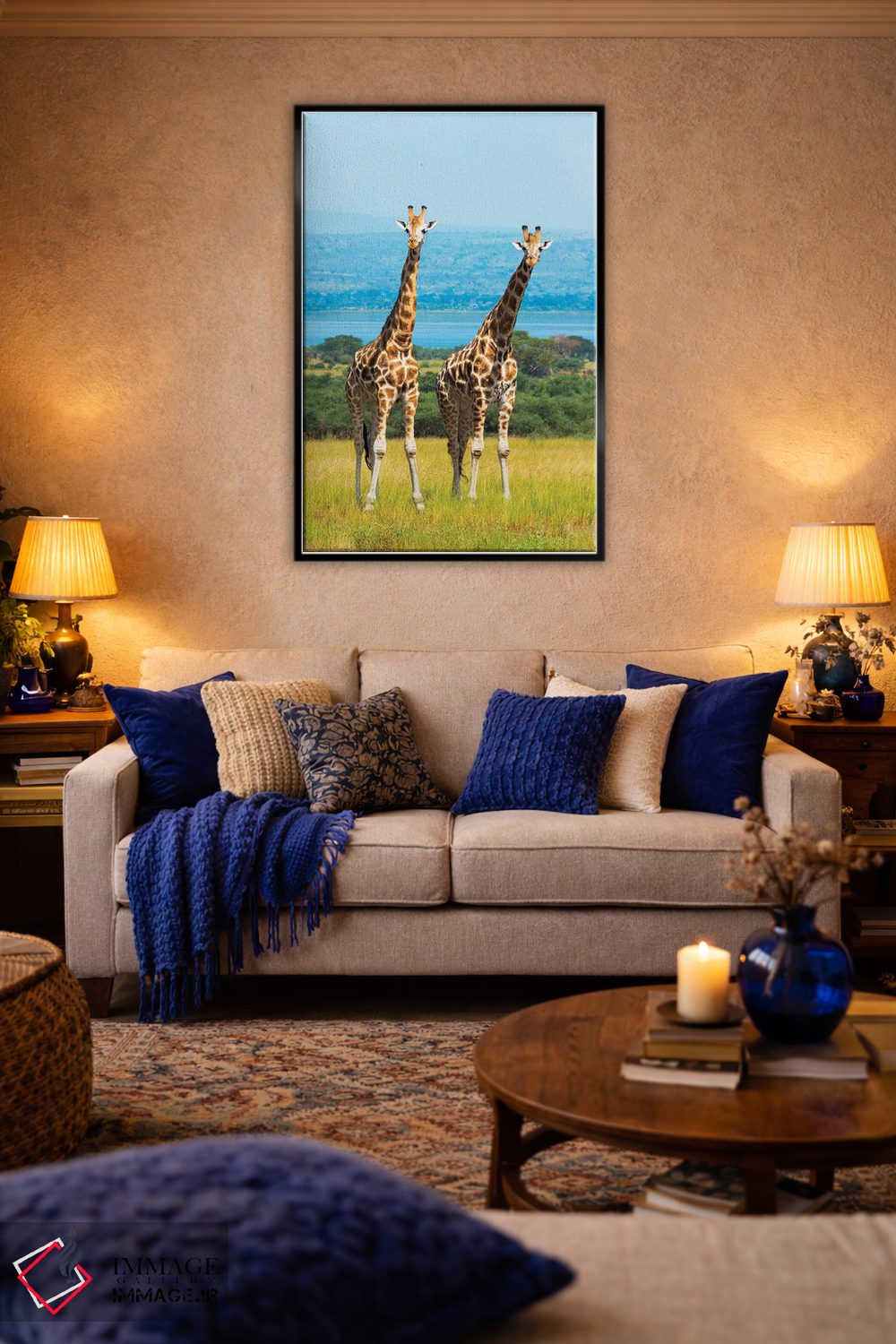 تابلو دکوراتیو زرافه ها در ساوانا، پارک ملی آبشار مورچیسون، اوگاندا اثر کرن سو - D4B