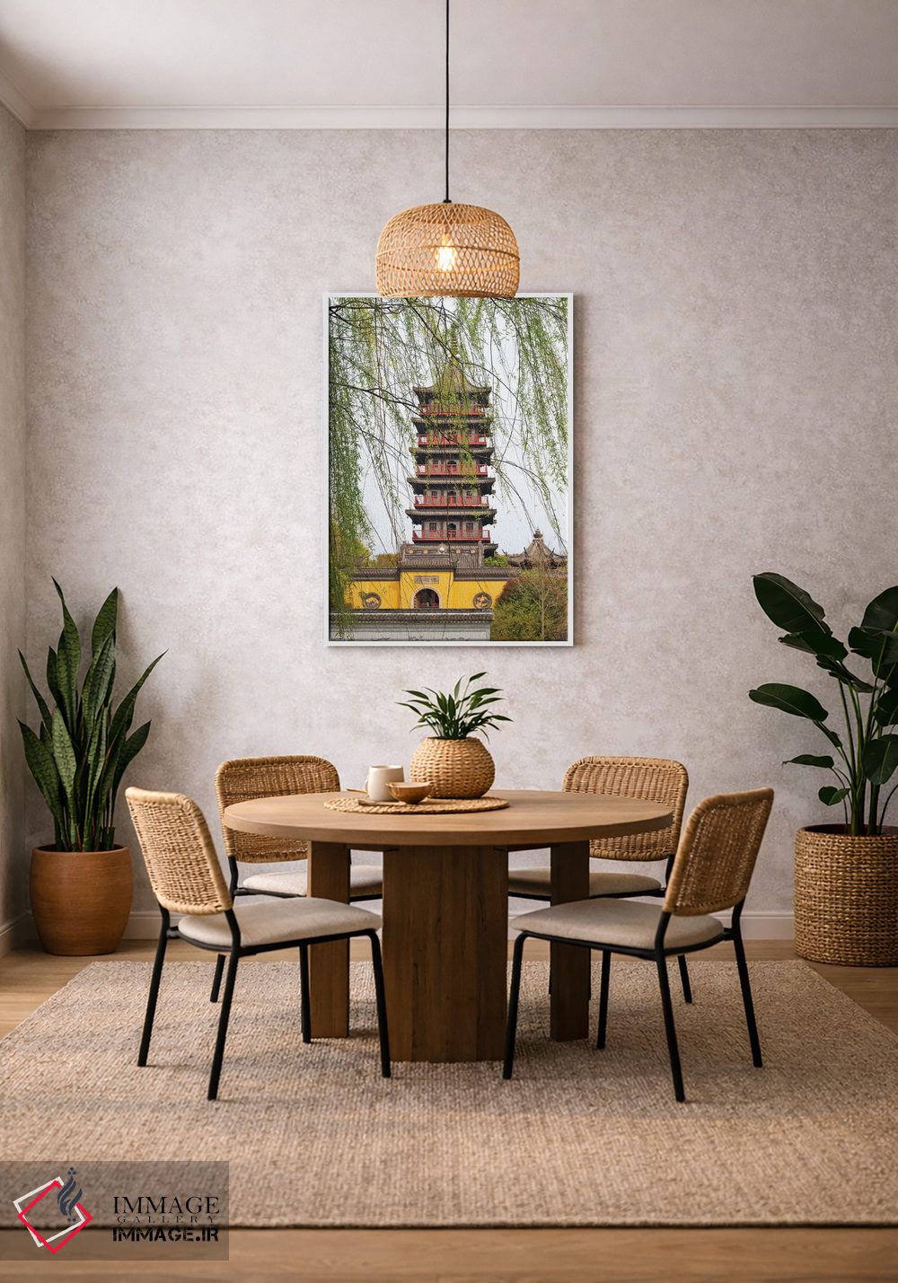 تابلو دکوراتیو معبد پاگودای هاوگو در دریاچه جنوبی، جیاشینگ، استان ژجیانگ، چین اثر کرن سو - D2W
