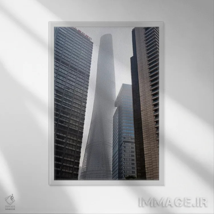 تابلو دکوراتیو Shanghai, China,برج شانگهای و آسمان خراش ها در پودانگ، شانگهای… اثر کرن سو - نمای قابدار سفید
