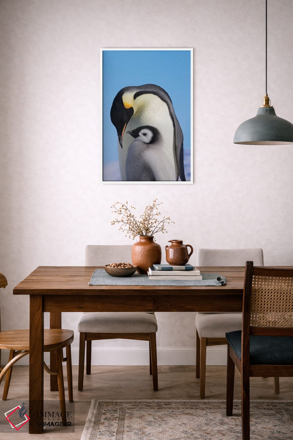 تابلو دکوراتیو Snow Hill Island, Antarctica,پنگوئن امپراتور به همراه جوجه روی ی… اثر کرن سو - D5W
