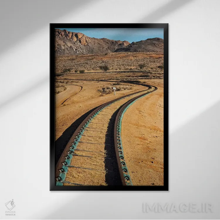 تابلو دکوراتیو Karas Region, Namibia,خط آهن عبوری از صحرای جنوبی نامیب، منطقه ک… اثر کرن سو - نمای قابدار مشکی