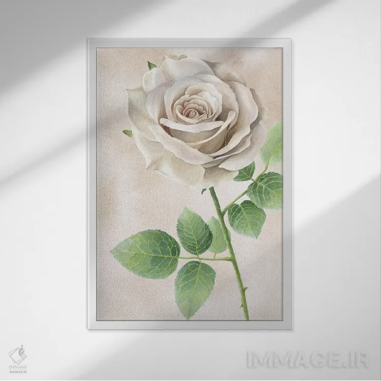 تابلو دکوراتیو پنل رزهای عاجی II اثر کلسی ویلسون - نمای قابدار سفید