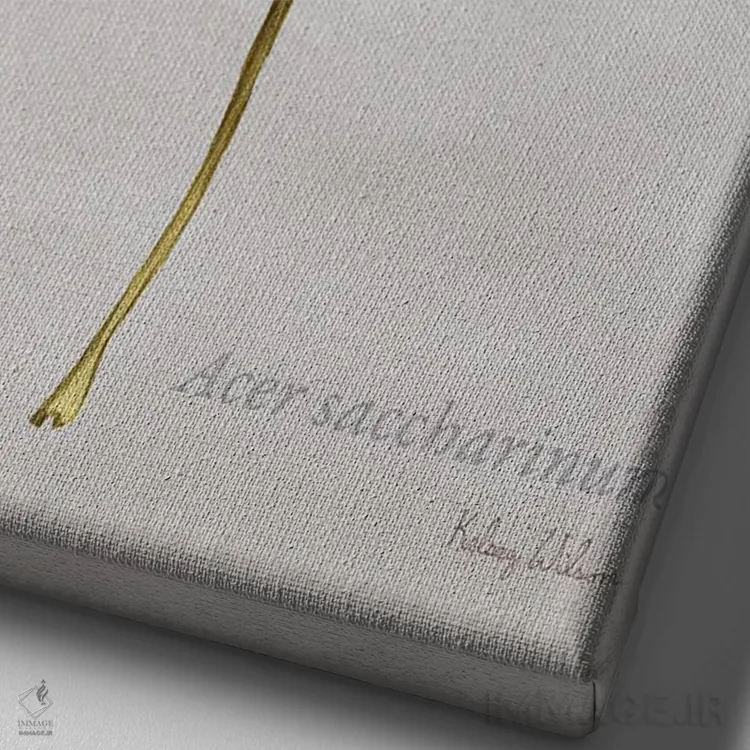 تابلو مدرن برگ های پاییزی روی طوسی ۱ - افرا اثر کلسی ویلسون - نمای نزدیک بافت بوم