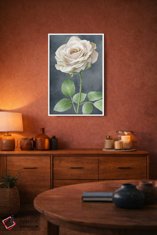 تابلو دکوراتیو رزهای عاجی روی پنل طوسی I اثر کلسی ویلسون - D3W