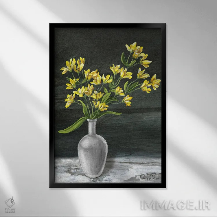 تابلو مدرن باغ روستایی ۳ - پلی آنتوس اثر کلسی ویلسون - نمای قابدار مشکی