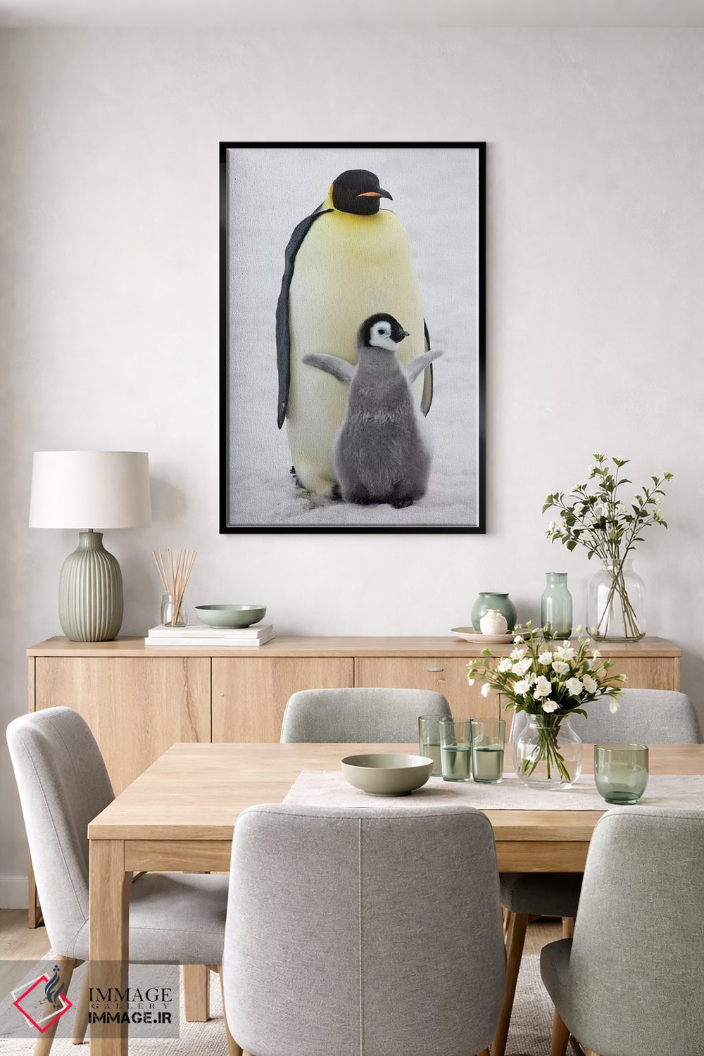 تابلو دکوراتیو Snow Hill Island, Antarctica,پنگوئن امپراتور به همراه جوجه روی ی… اثر کرن سو - D6B