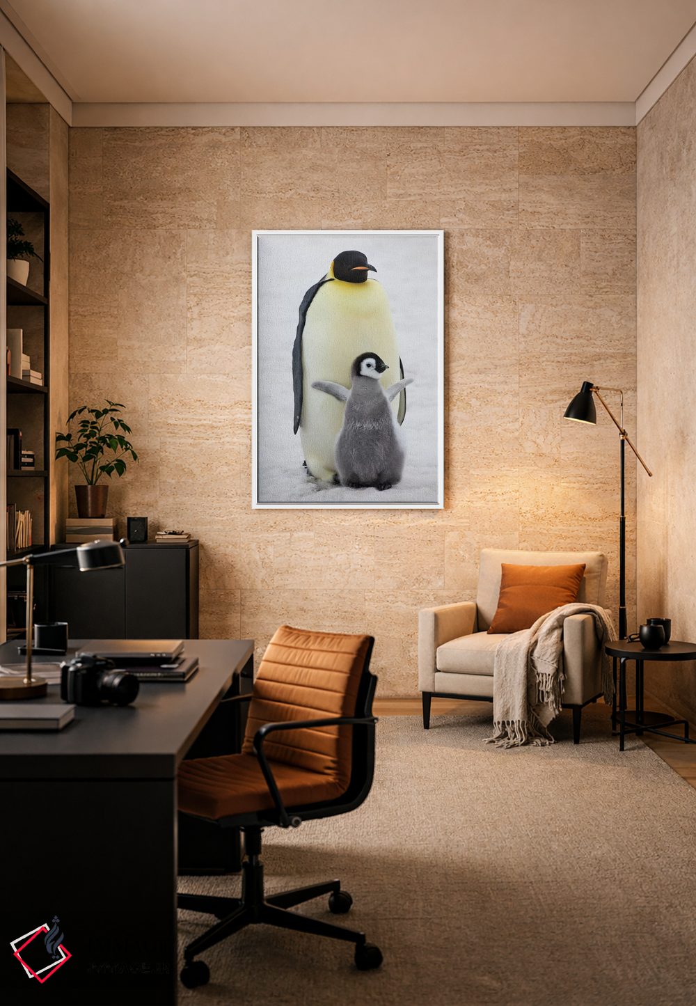 تابلو دکوراتیو Snow Hill Island, Antarctica,پنگوئن امپراتور به همراه جوجه روی ی… اثر کرن سو - D5W