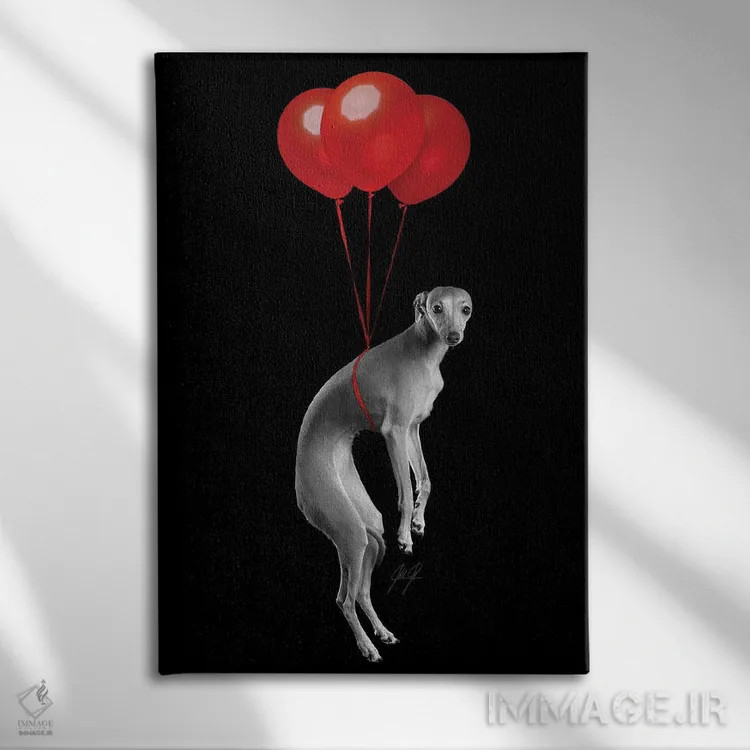 تابلو دکوراتیو سگ مهمانی اثر کاترین فدرر - نمای روبهرو روی دیوار