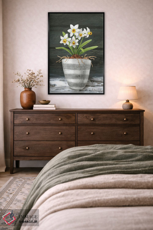 تابلو مدرن باغ روستایی ۲ - نرگس های سفید اثر کلسی ویلسون - D3B