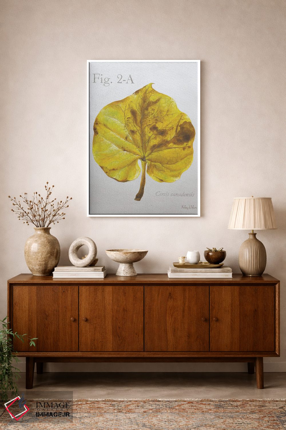 تابلو مدرن برگ های پاییزی روی طوسی ۴ - ردباد اثر کلسی ویلسون - D1W