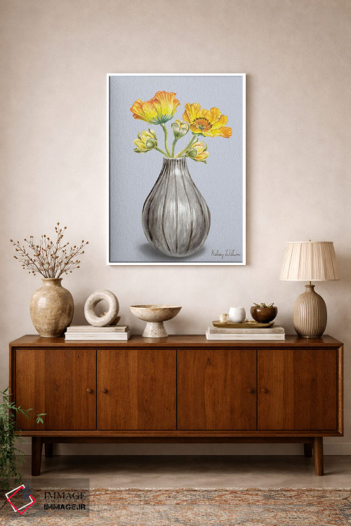 تابلو مدرن شقایق ها در گلدان II اثر کلسی ویلسون - D1W