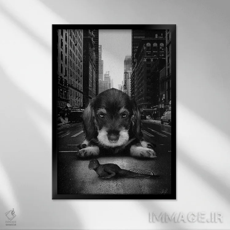 تابلو دکوراتیو زمان بازی اثر کاترین فدرر - نمای قابدار مشکی